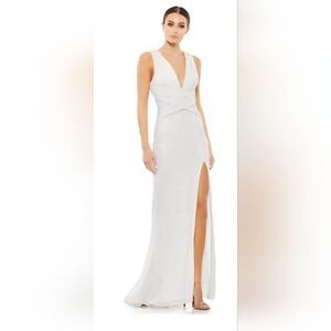 Ieena Max Duggal Elegant One Shoulder White Size 8
